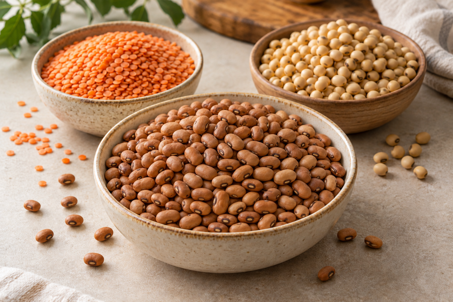 Illustrative honey oloyin beans, lentils and soybeans
