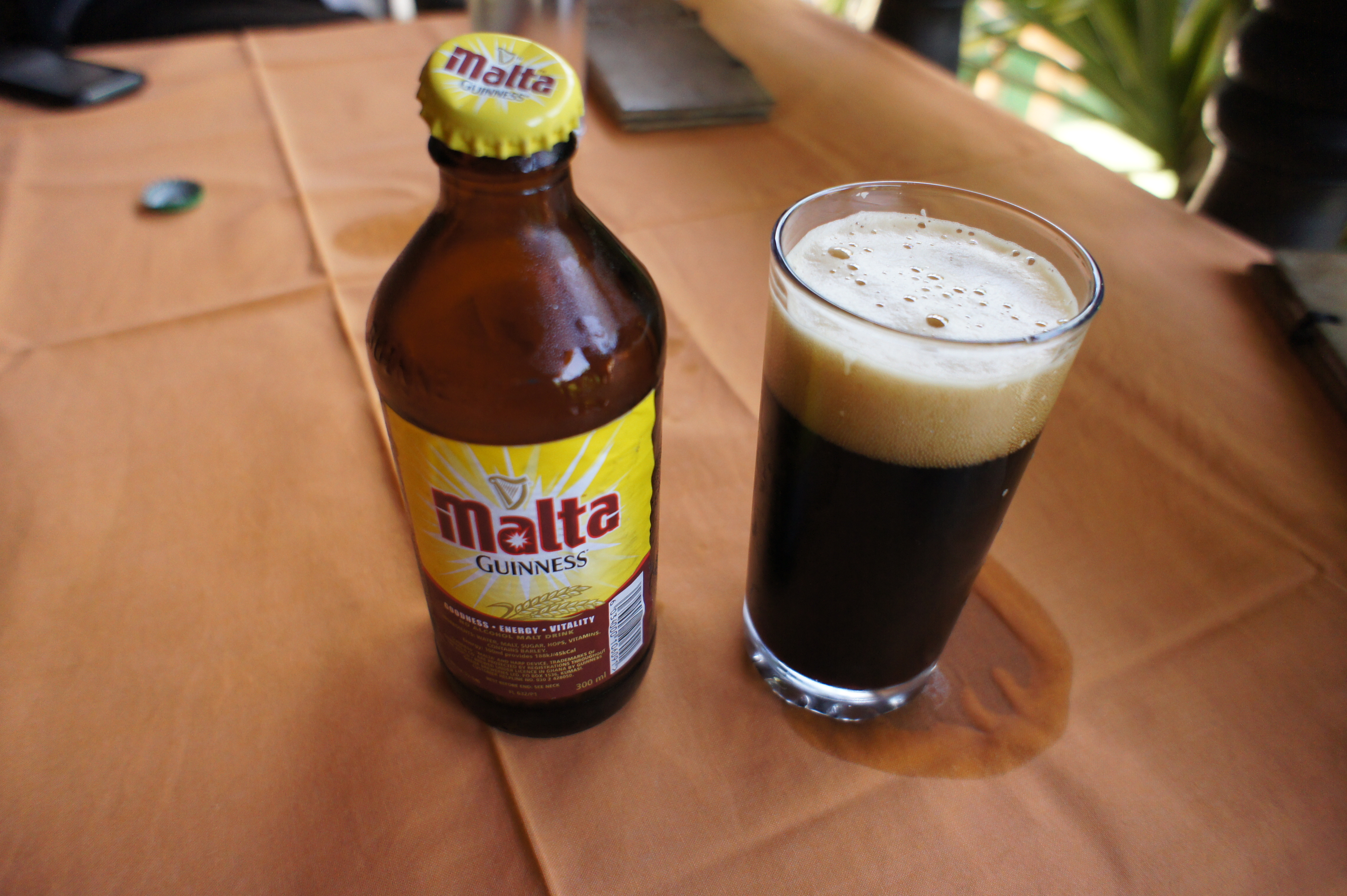 Malta Guinness bottle and malt drink